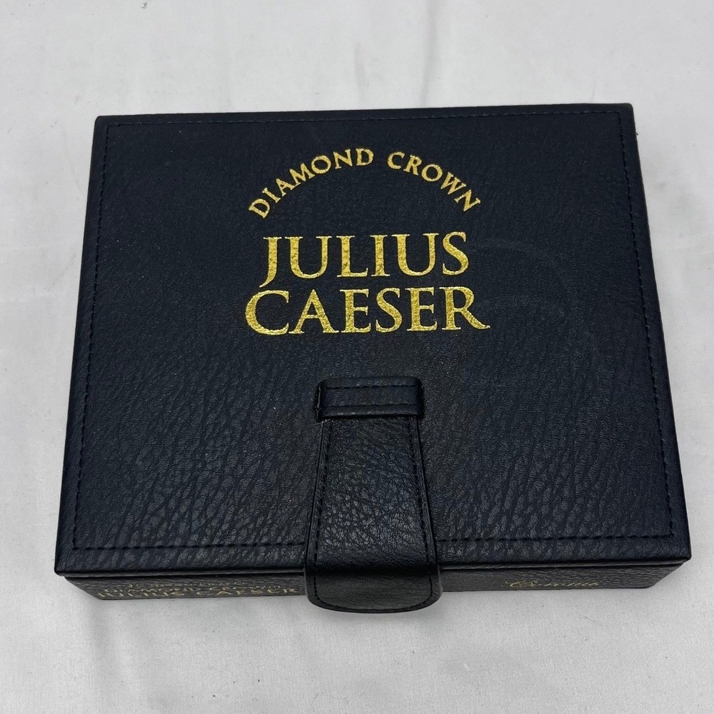 Diamond Crown Julius Caeser Empty Cigar Box Black Leatherette Corona Humidor
